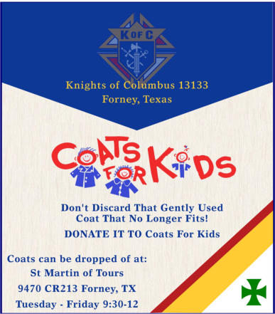 Coats For Kids | Knights Of Columbus Council 13133 | Forney, Texas