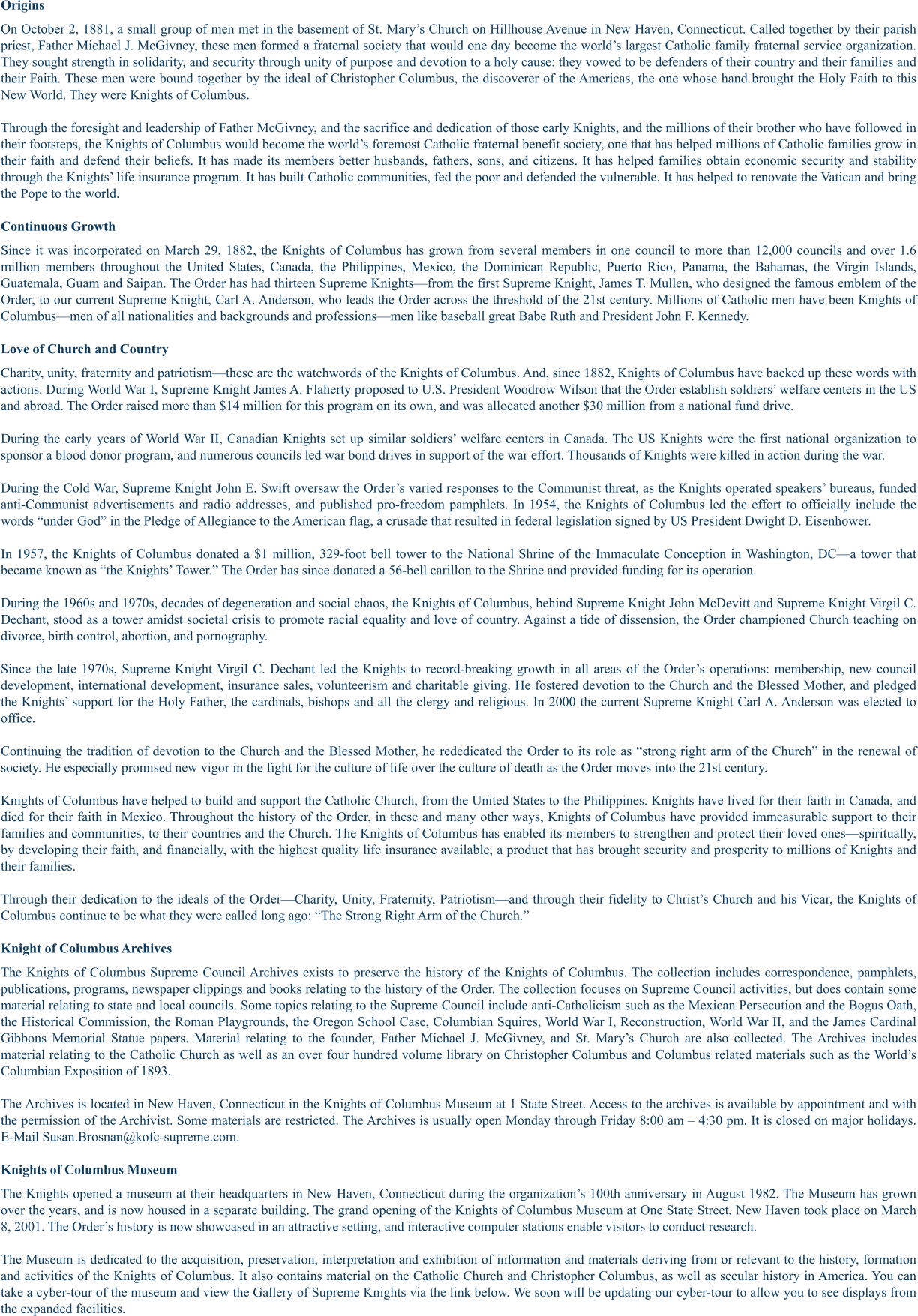 Knights Of Columbus | About Us