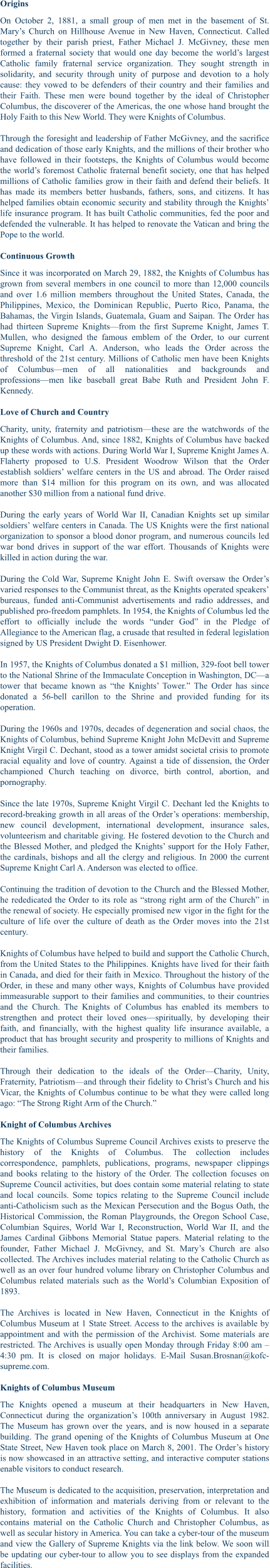 Knights Of Columbus | About Us