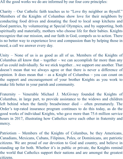 Knights of Columbus - Our Principles