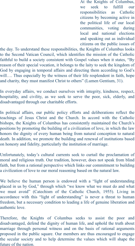 Knights Of Columbus | Public Policy