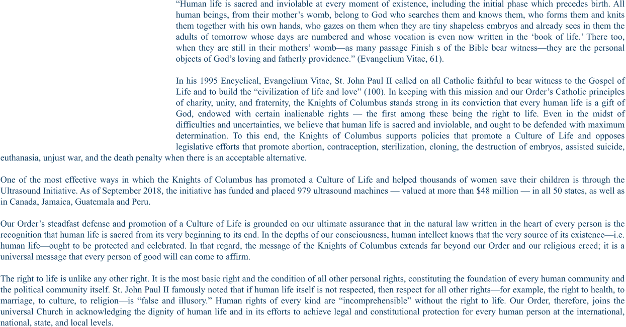 Knights Of Columbus | Culture Of Life