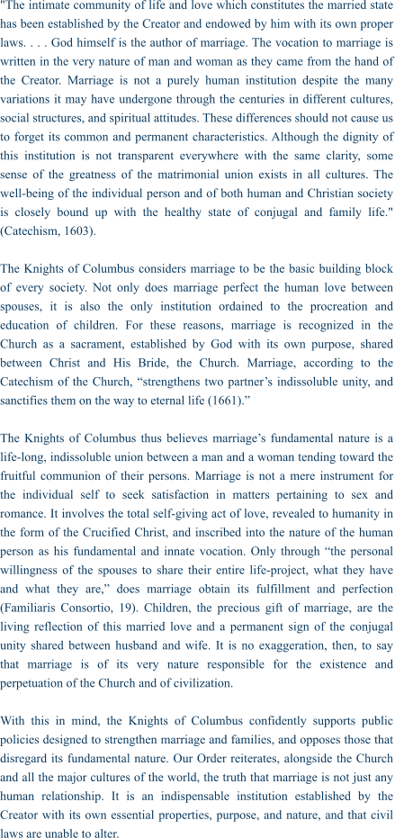 Knights of Columbus - Marriage And Family