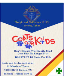 Coats For Kids | Knights Of Columbus Council 13133 | Forney, Texas